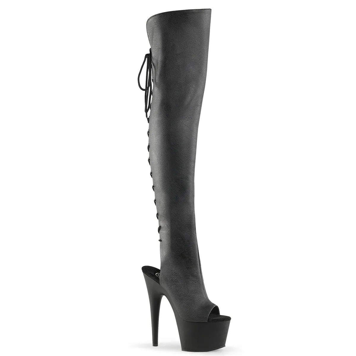 ADORE-3019 Pleaser Black Faux Leather Sexy Platform Shoes (Pole Dancing Heels)