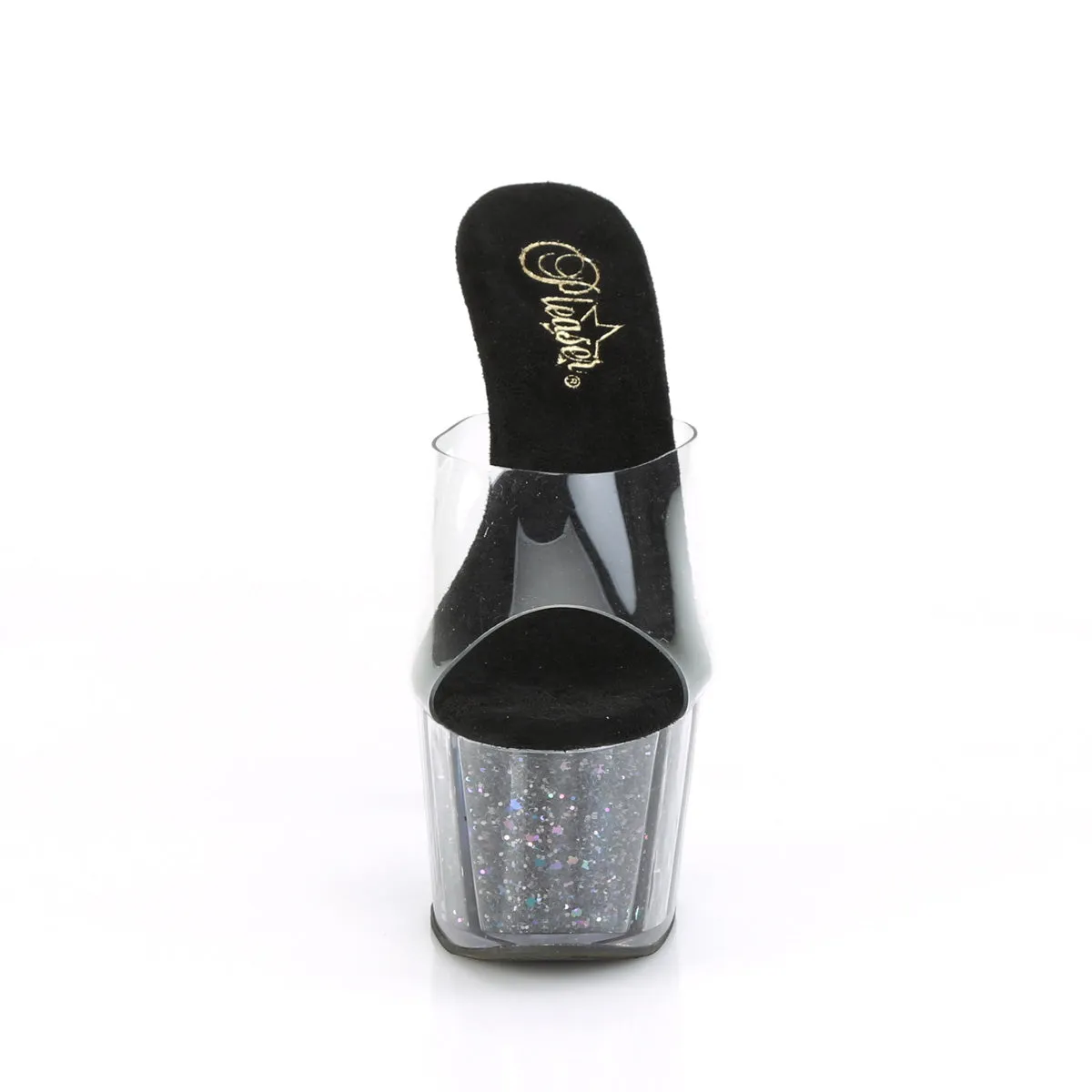 ADORE-701CG Pleaser Clear/Black Sexy Platform Shoes (Pole Dancing Heels)