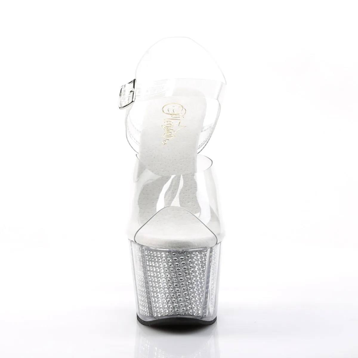 ADORE-708SRS Pleaser Clear/Silver S Sexy Platform Shoes (Pole Dancing Heels)