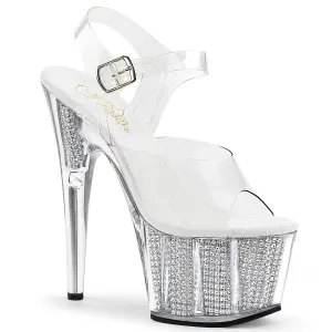 ADORE-708SRS Pleaser Clear/Silver S Sexy Platform Shoes (Pole Dancing Heels)