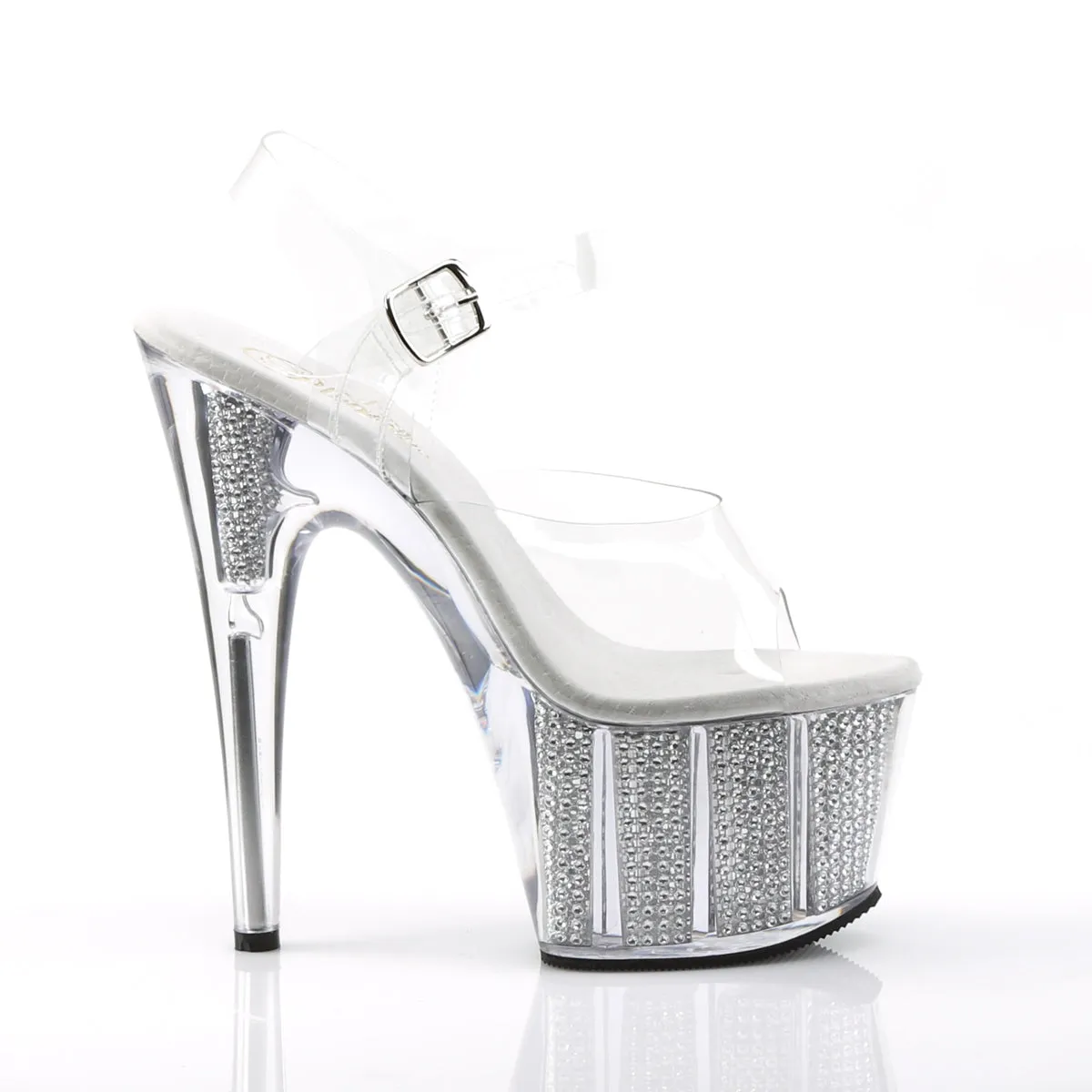 ADORE-708SRS Pleaser Clear/Silver S Sexy Platform Shoes (Pole Dancing Heels)