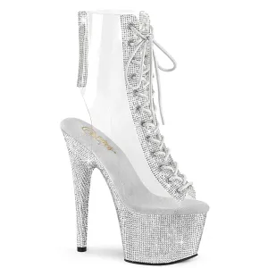 BEJEWELED-1016C-2-7 Pleaser Clear/Silver Sexy Platform Shoes (Pole Dancing Heels)