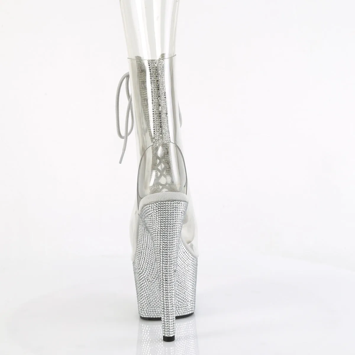 BEJEWELED-1016C-2-7 Pleaser Clear/Silver Sexy Platform Shoes (Pole Dancing Heels)