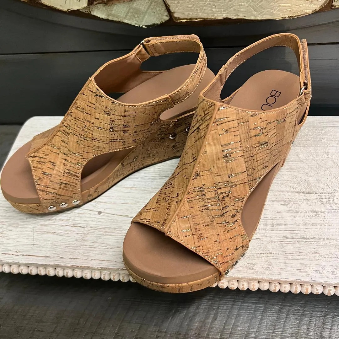 Carley Glitter Cork Wedge/Sandal