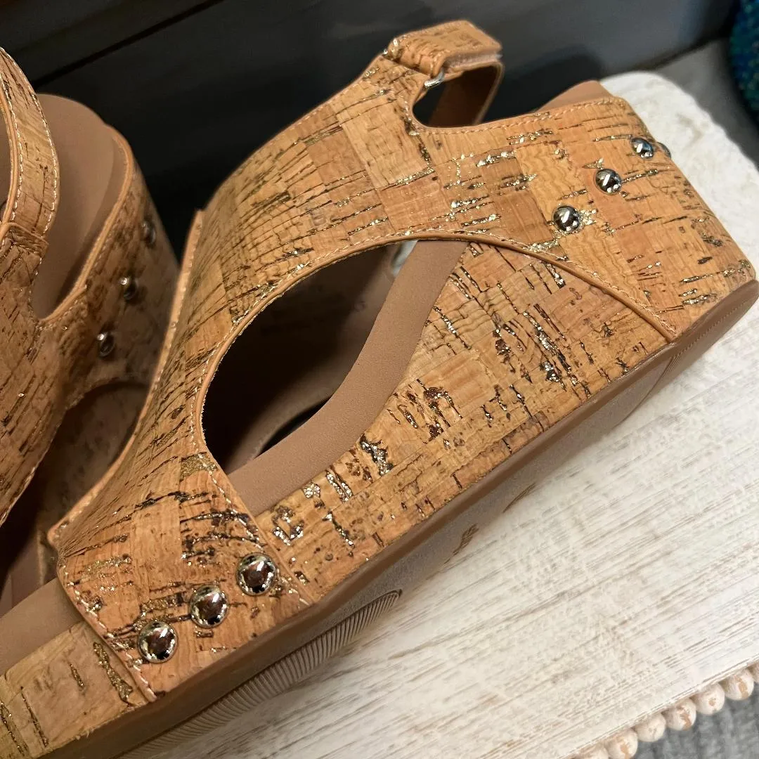 Carley Glitter Cork Wedge/Sandal