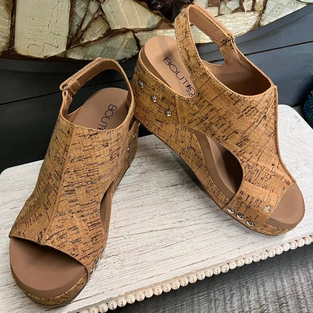 Carley Glitter Cork Wedge/Sandal