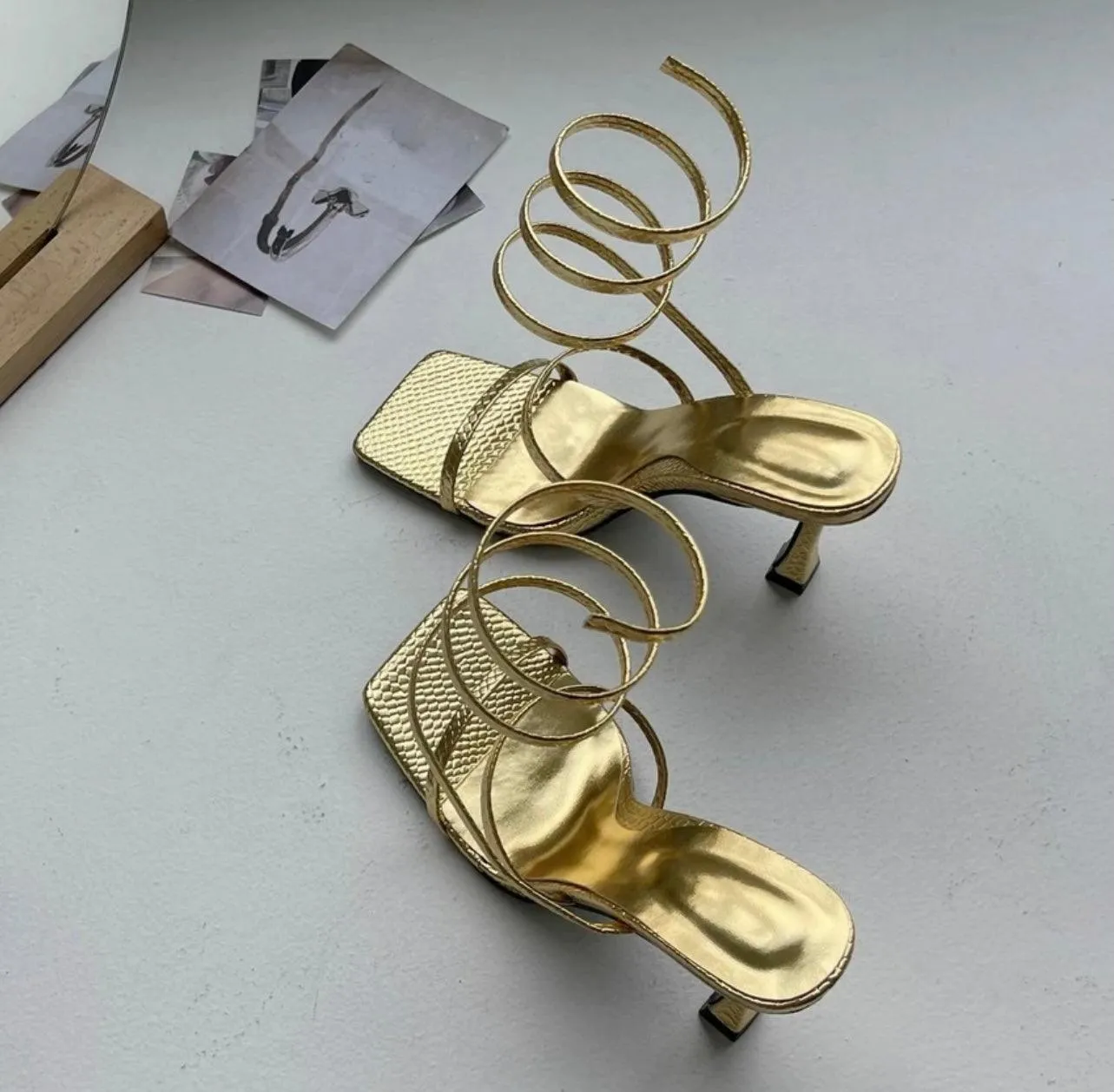 Cleo Coil Wrap Sandals