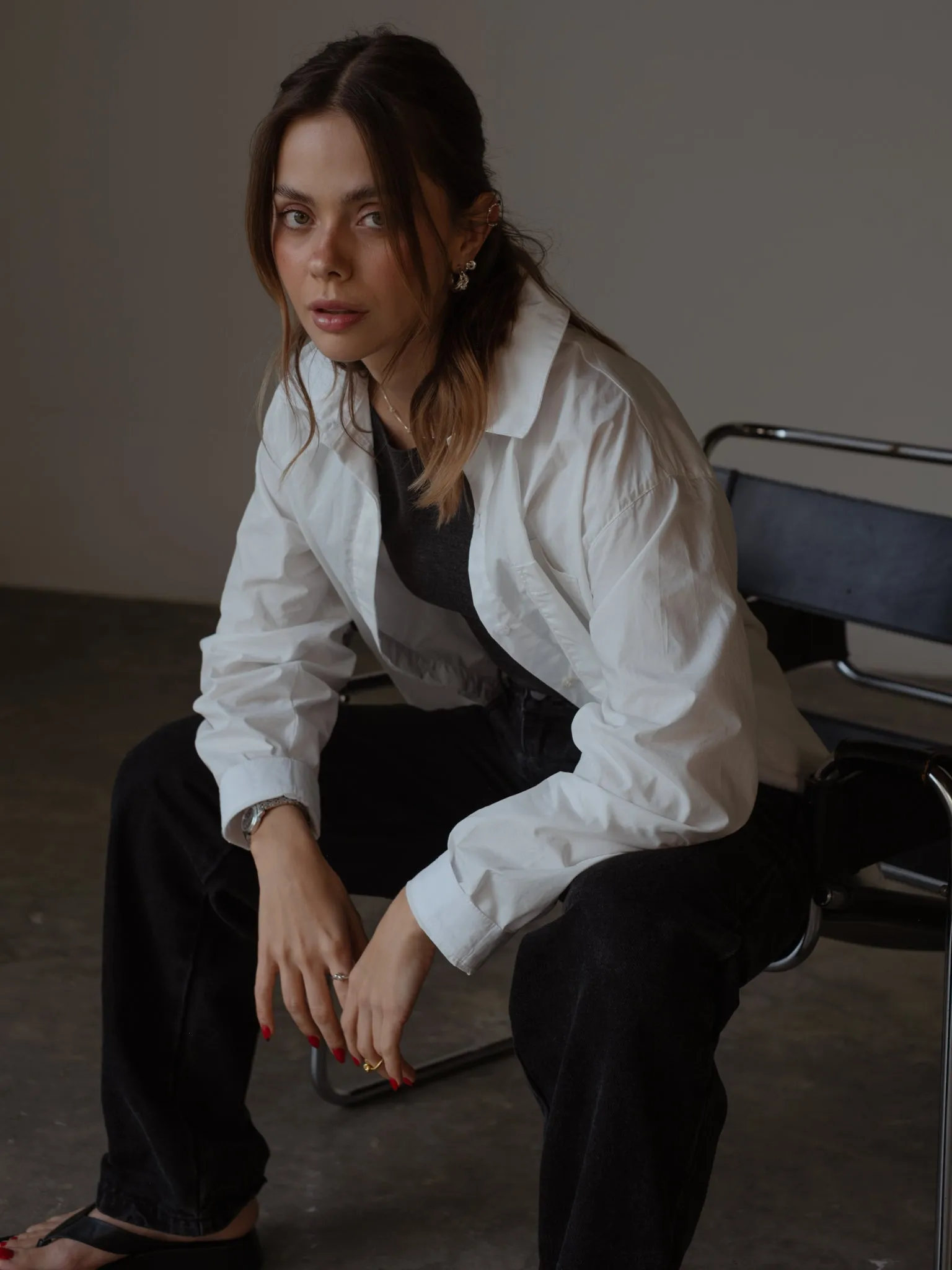 COTTON MINIMAL SHIRT  - CREAMY