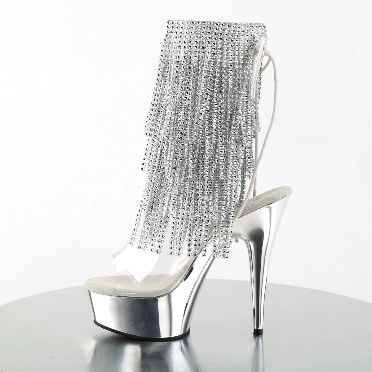 DELIGHT-1017RSF Pleaser Clear/Silver Sexy Platform Shoes (Pole Dancing Heels)