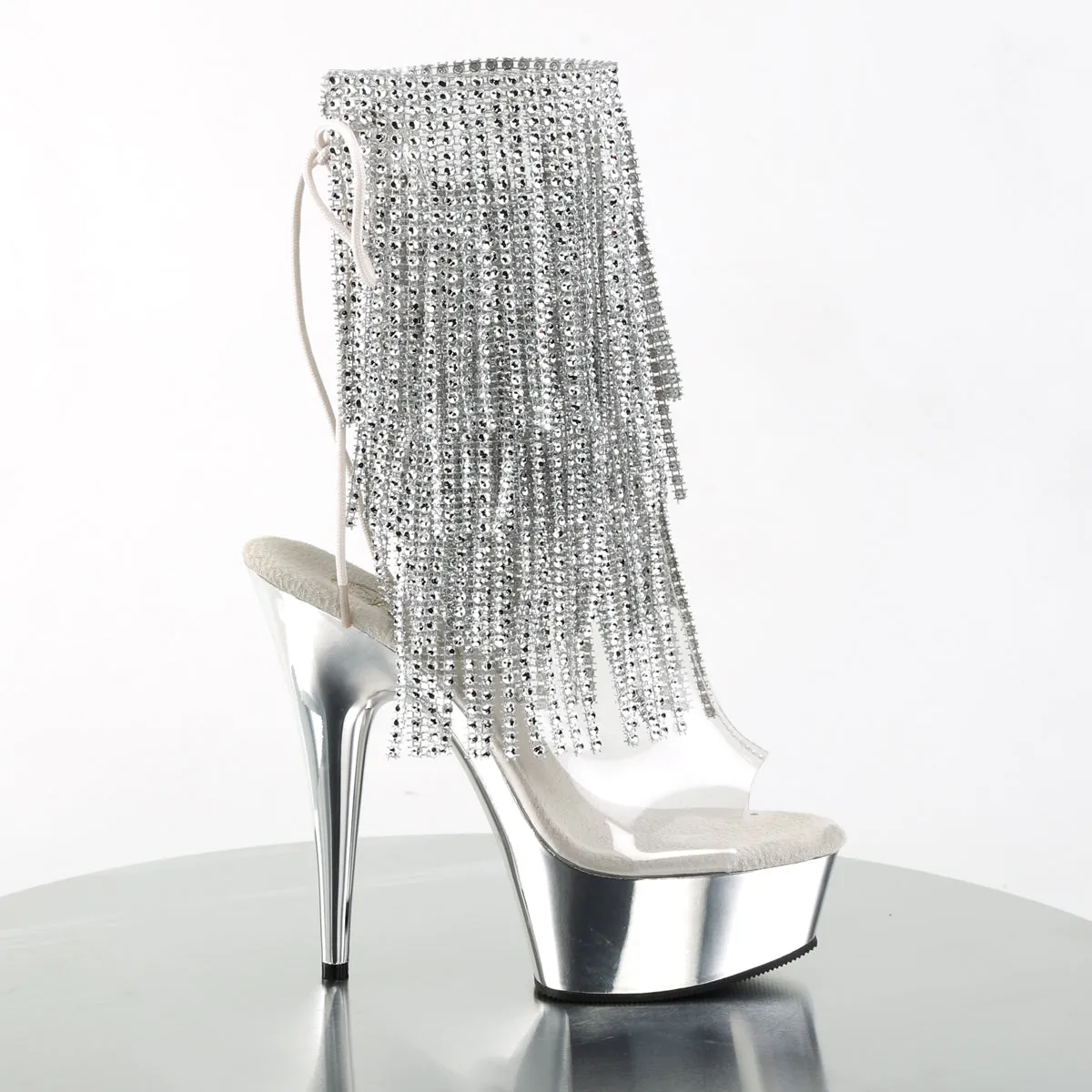 DELIGHT-1017RSF Pleaser Clear/Silver Sexy Platform Shoes (Pole Dancing Heels)