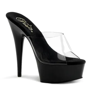 DELIGHT-601 Pleaser Clear/Black Sexy Platform Shoes (Pole Dancing Heels)