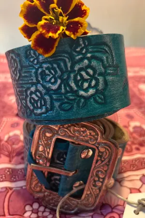 DESERT ROSE LEATHER BELT TURQUOISE