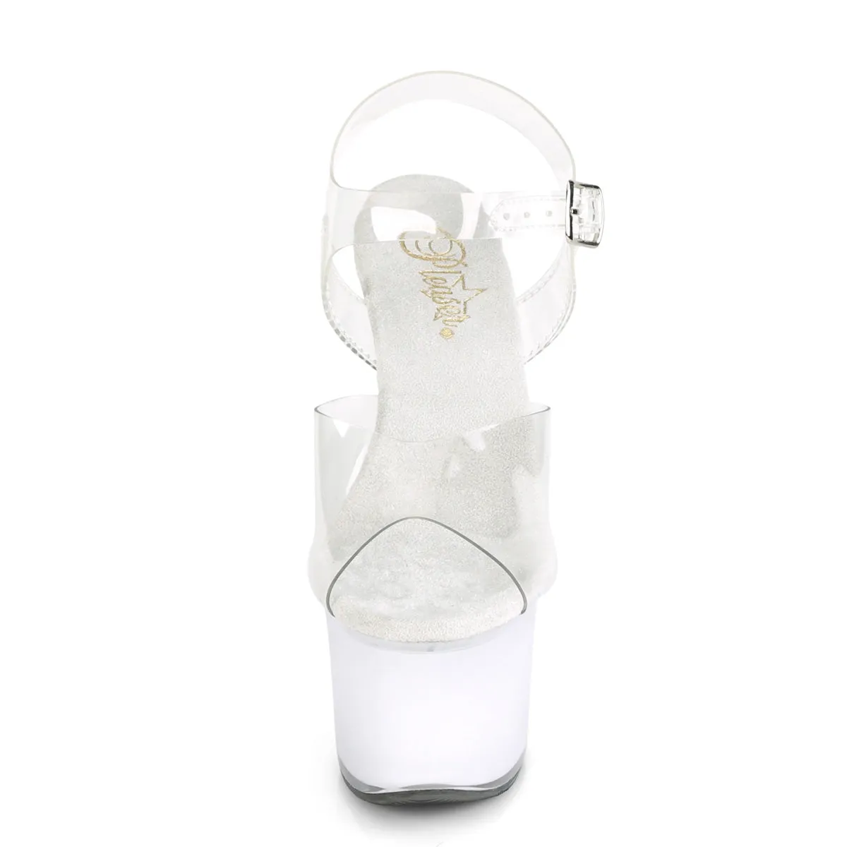 DISCOLITE-708 Pleaser Clear/White Glow Sexy Platform Shoes (Pole Dancing Heels)