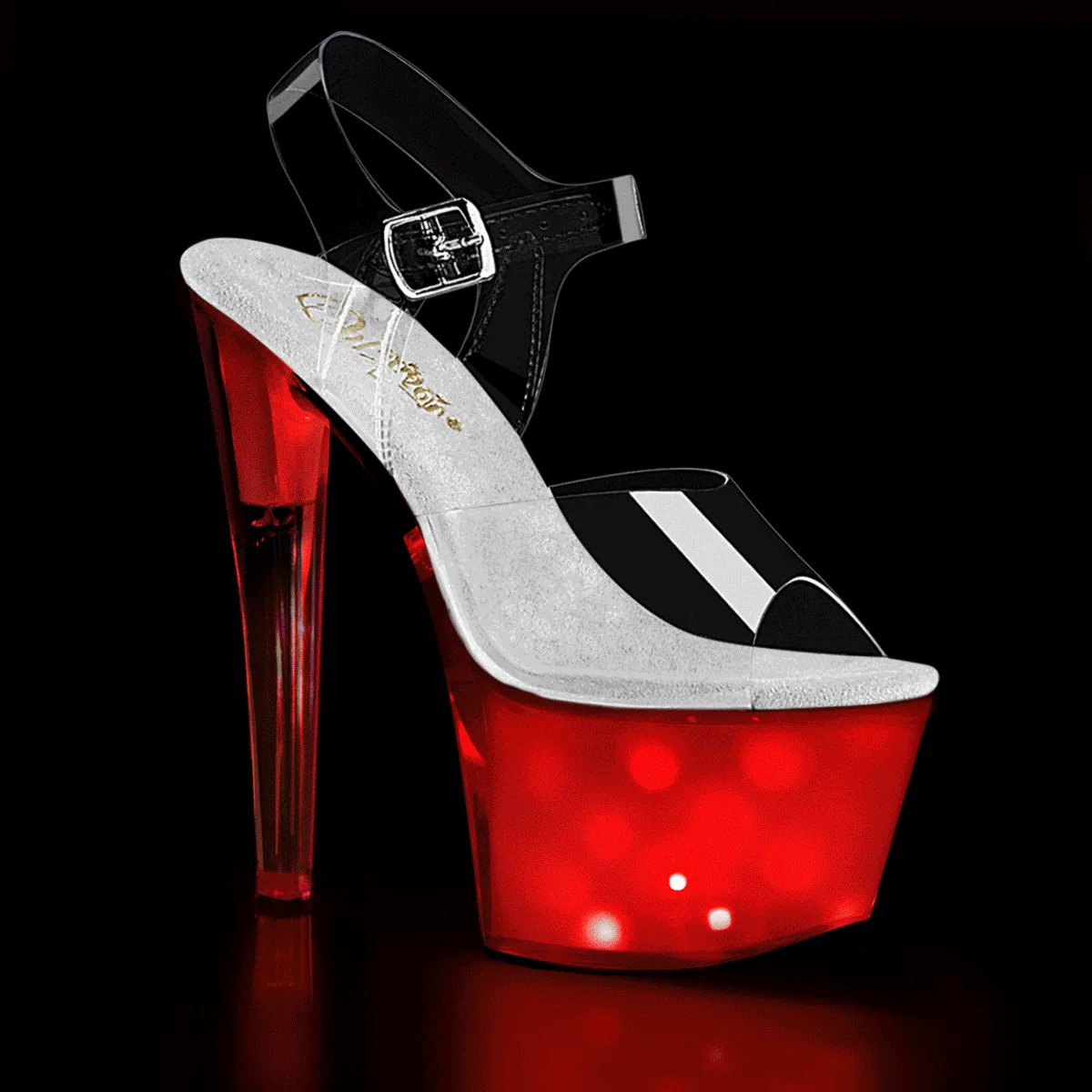 DISCOLITE-708 Pleaser Clear/White Glow Sexy Platform Shoes (Pole Dancing Heels)