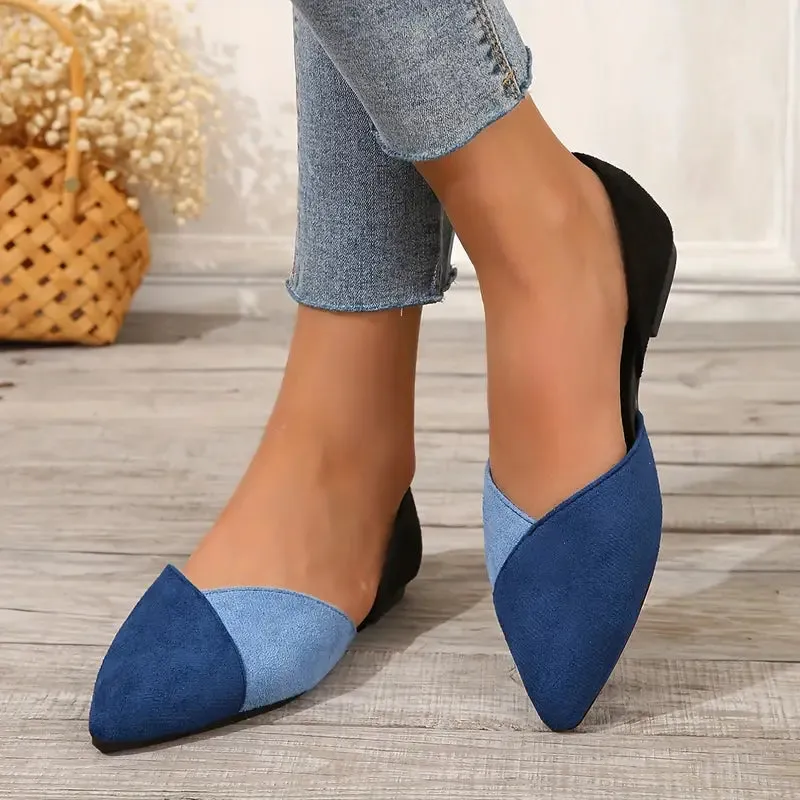 Eenvoudige, comfortabele platte schoenen met een spitse neus