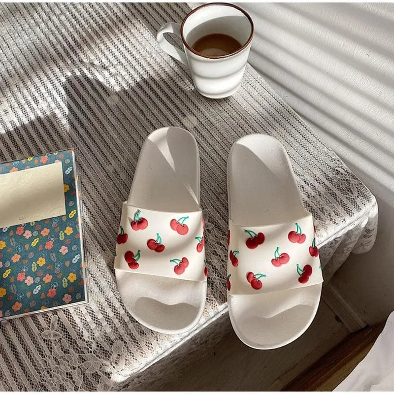 Fruits Pattern Open Toe Slides