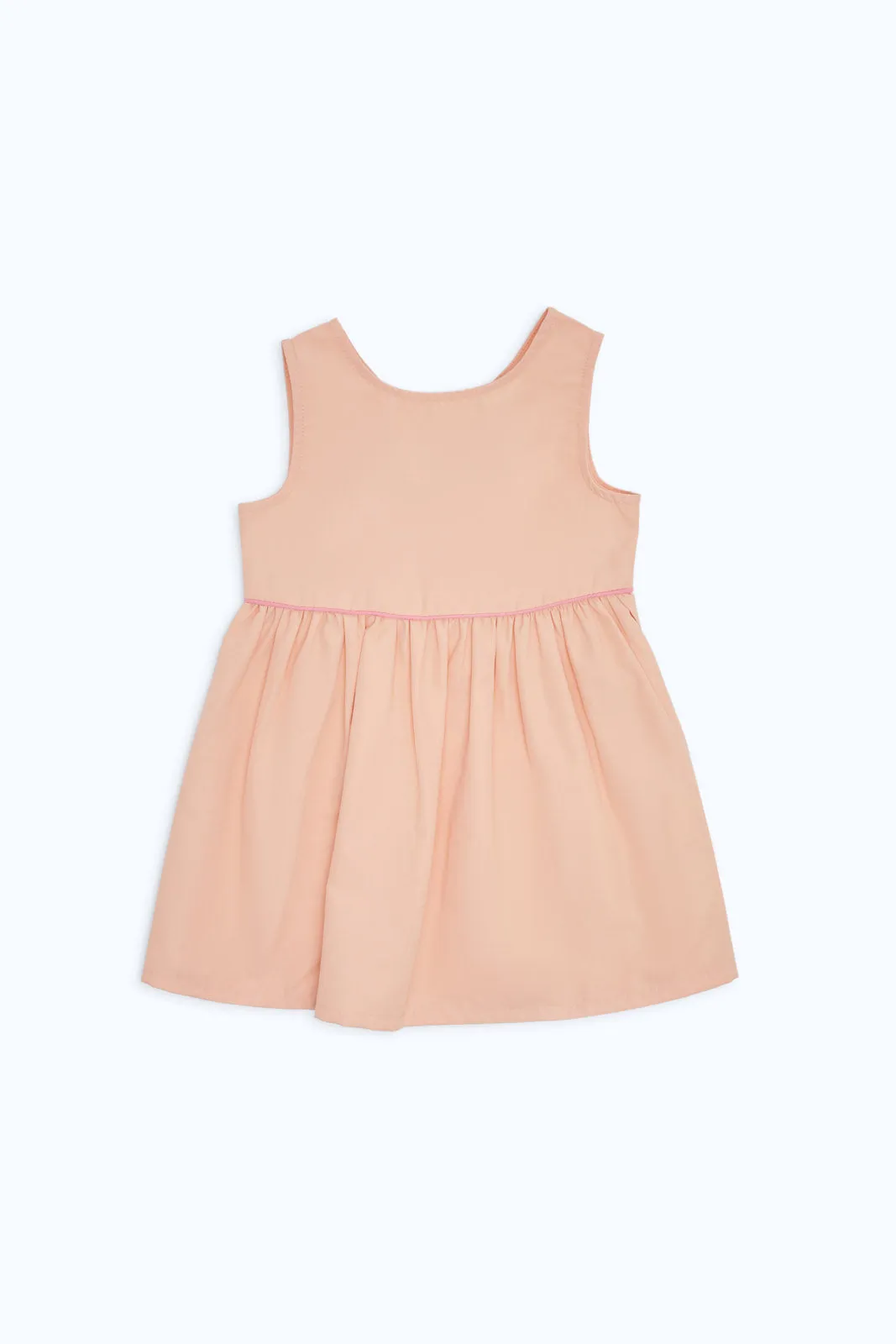 Infant Girls Peach Solid Woven Dress