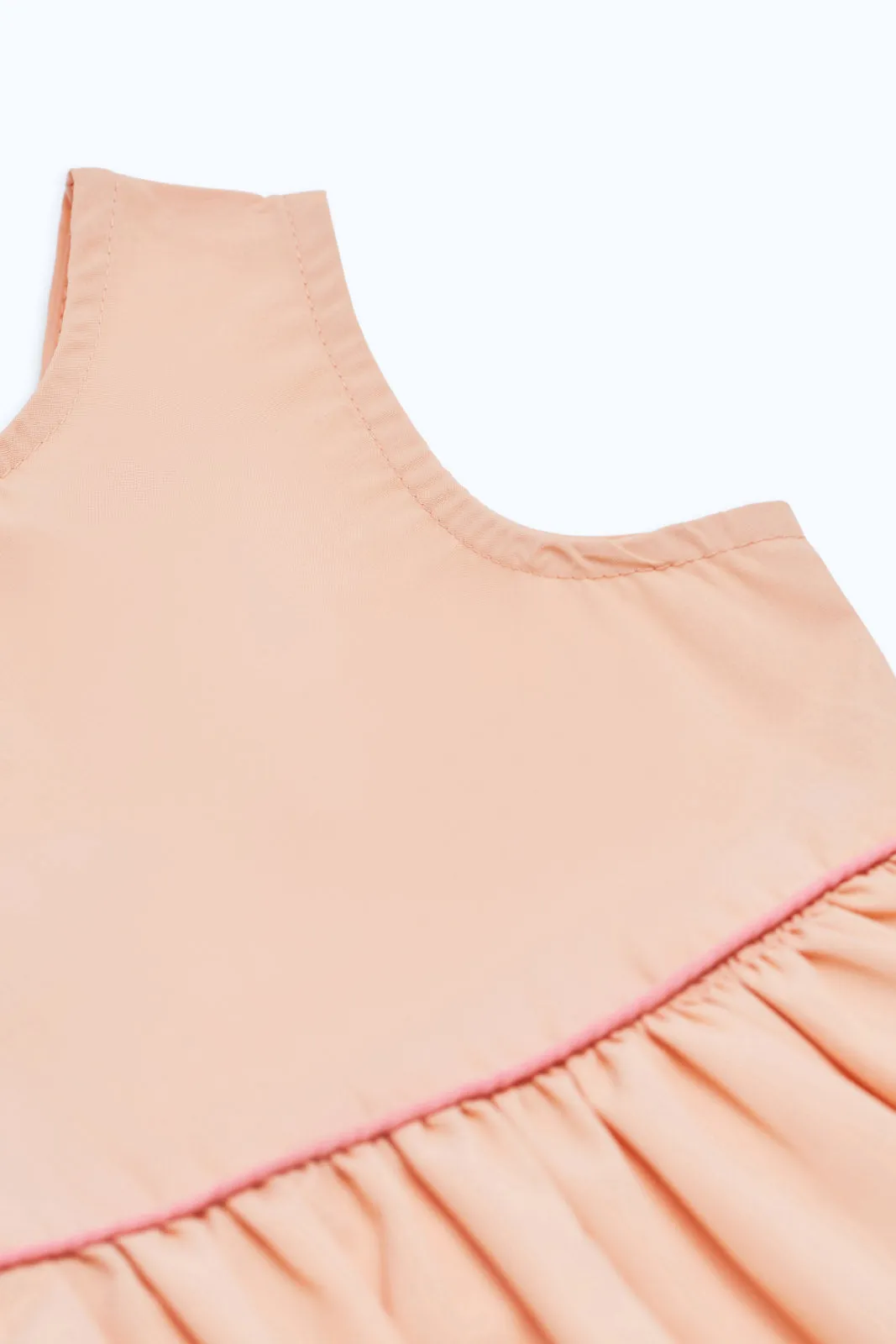 Infant Girls Peach Solid Woven Dress