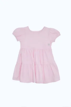 Infant Girls Pink Solid Tired Dress