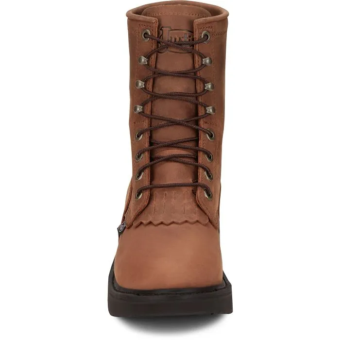 Justin Aged Brown 8" Lace-Up Round Toe Work Boots for Men