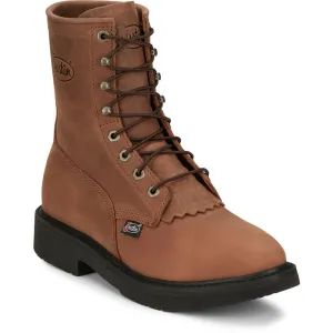 Justin Aged Brown 8" Lace-Up Round Toe Work Boots for Men