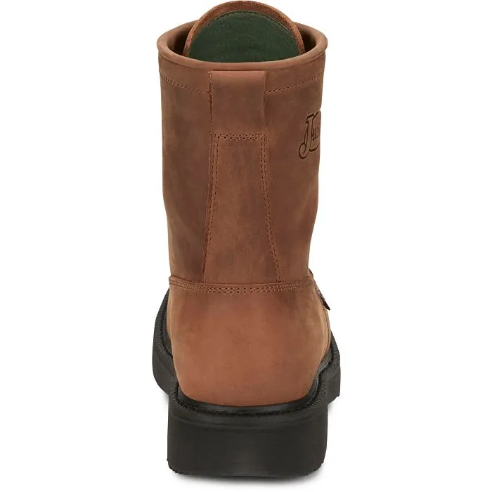 Justin Aged Brown 8" Lace-Up Round Toe Work Boots for Men