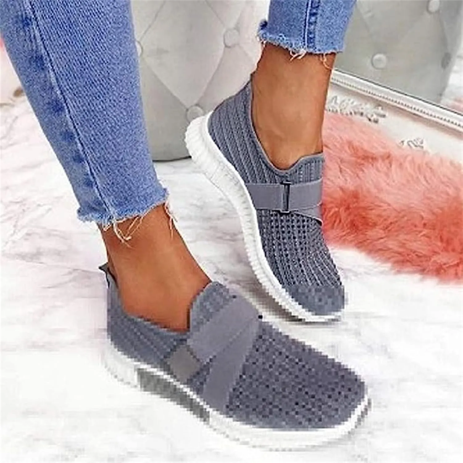 Ladmiple Walking Shoes Women Comfort Slip On Sneakers Arch Support Non Slip Casual Tennis Workout Gym Running Shoes