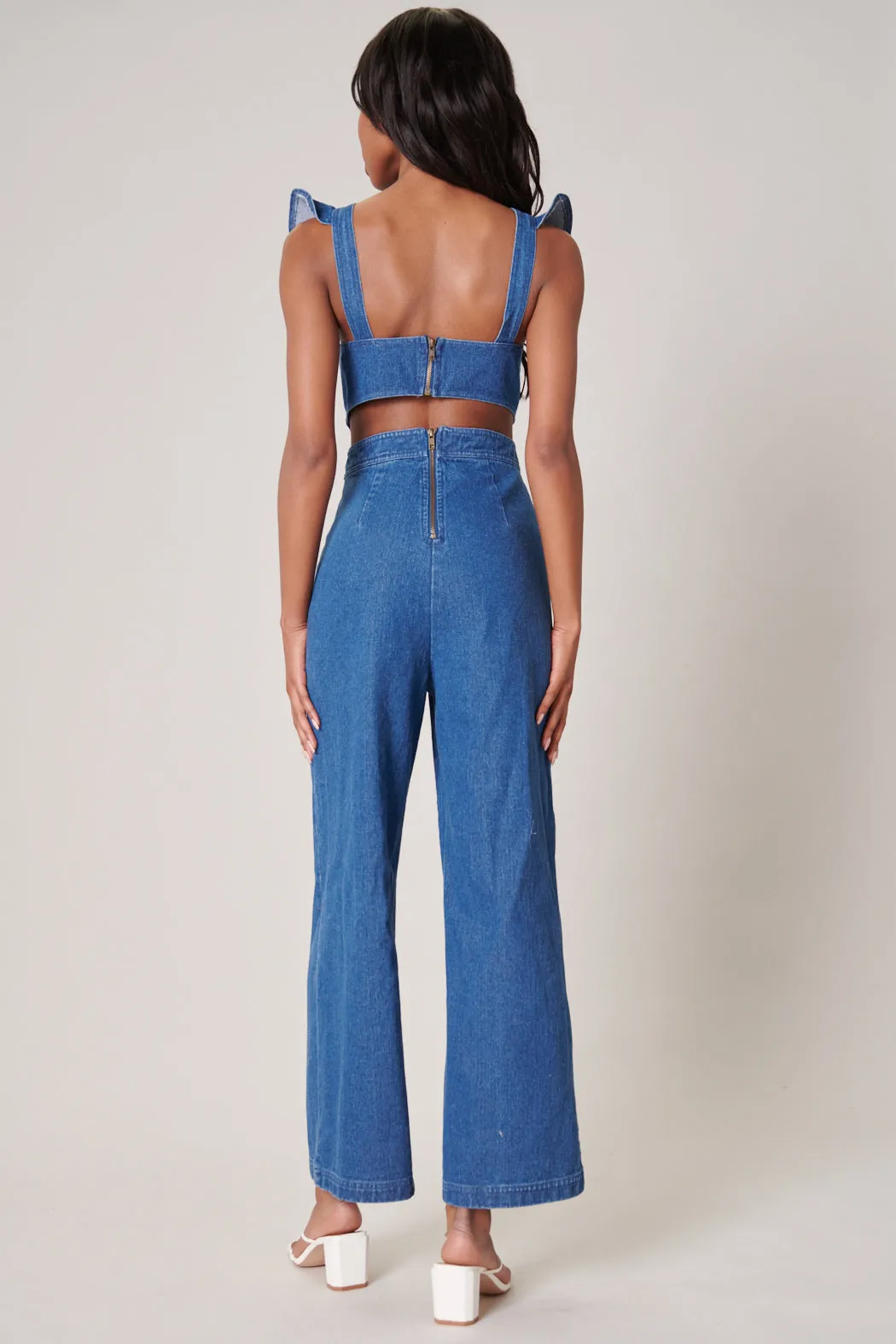 Lucki Denim Back Cut Out Jumpsuit