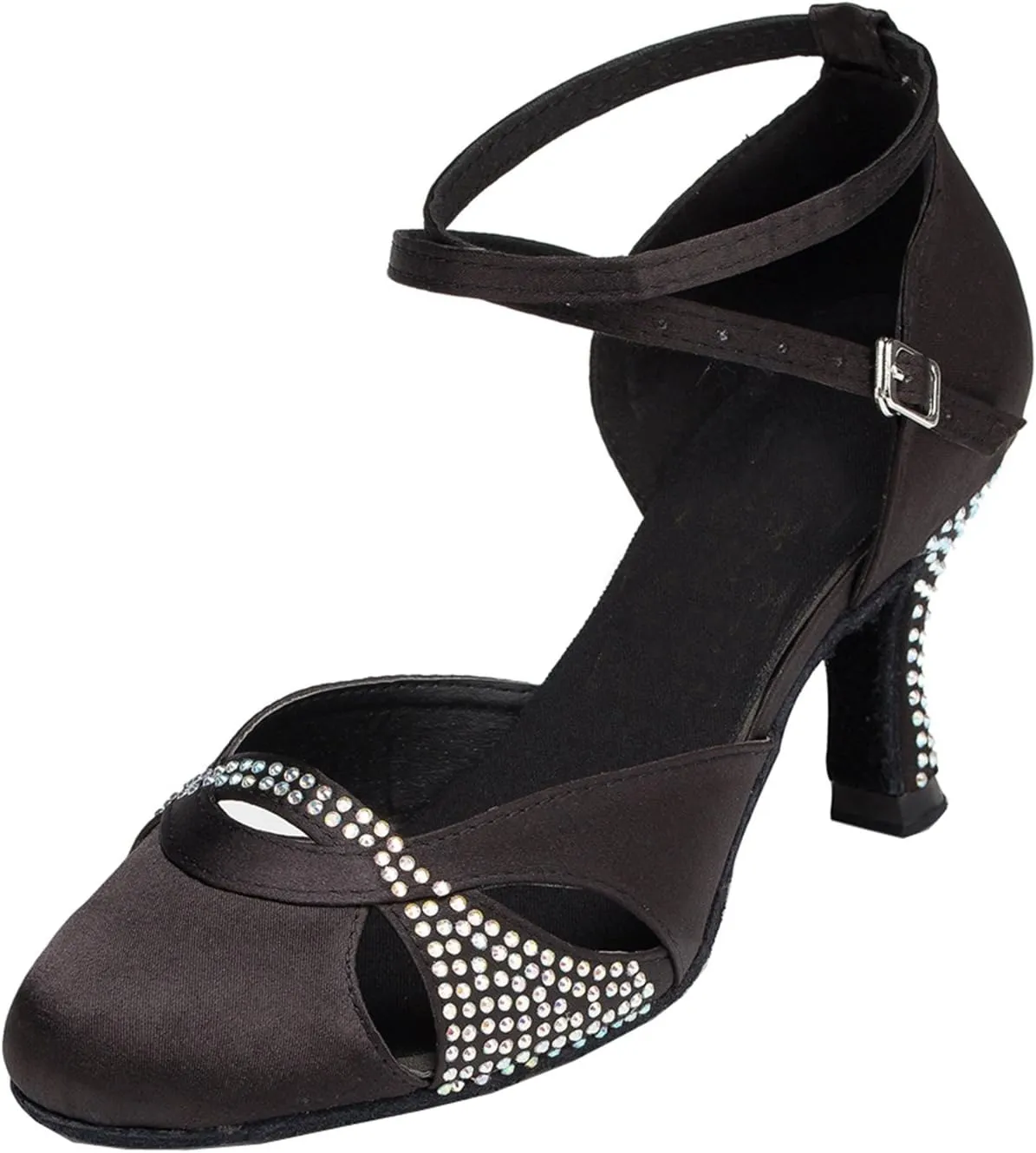 Minishion Women's TH157 Round Toe Satin Wedding Ballroom Latin Taogo Dance Pumps Shoes