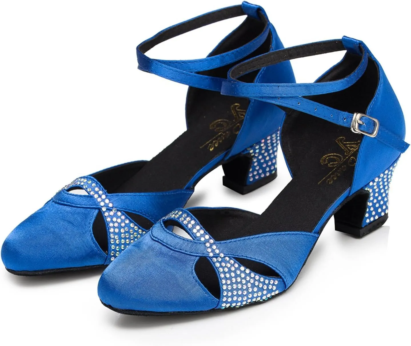 Minishion Women's TH157 Round Toe Satin Wedding Ballroom Latin Taogo Dance Pumps Shoes
