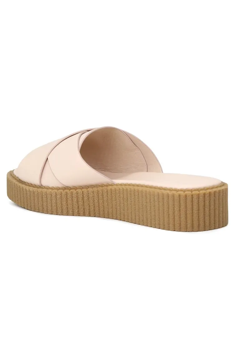 Nude Color Platform Heel Sandals