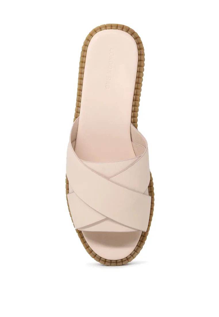 Nude Color Platform Heel Sandals
