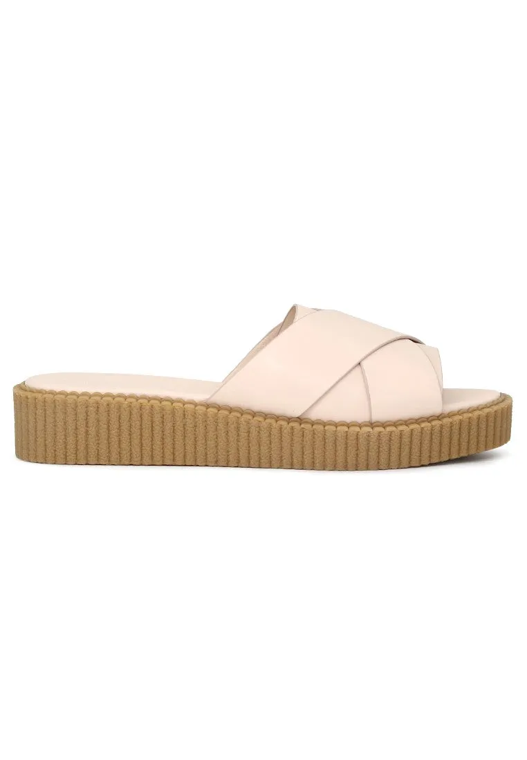 Nude Color Platform Heel Sandals