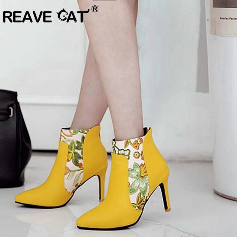 Pu Leather Ankle boots for women Winter flower Boots