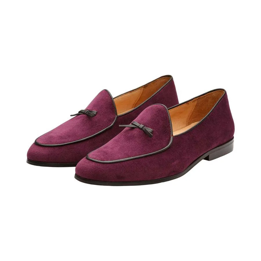 Purple Velvet Belian Bowtie Loafers