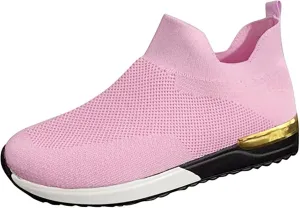 Shoes For Women Trendy Sneakers Walking Shoes Comfort Light Weight Mesh Casual Athletic Gym Tennis Running Slip On Sneakers