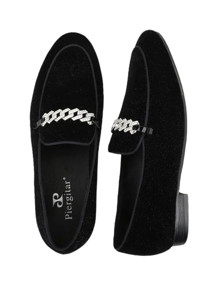 Summer six-color imported meteor shower velvet slip-on loafers for men, European and American style diamond buckle trendy yuppie shoes