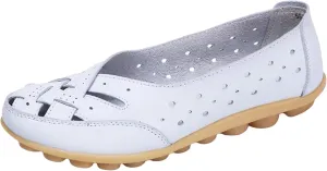 Women's Breathable Comfort Walking Office Flat Loafer Leather Flats Sandals, Slip-On Cutout Orthopedic Loafers for Women Fashion Casual Flats Comfortable Shoes Sandals