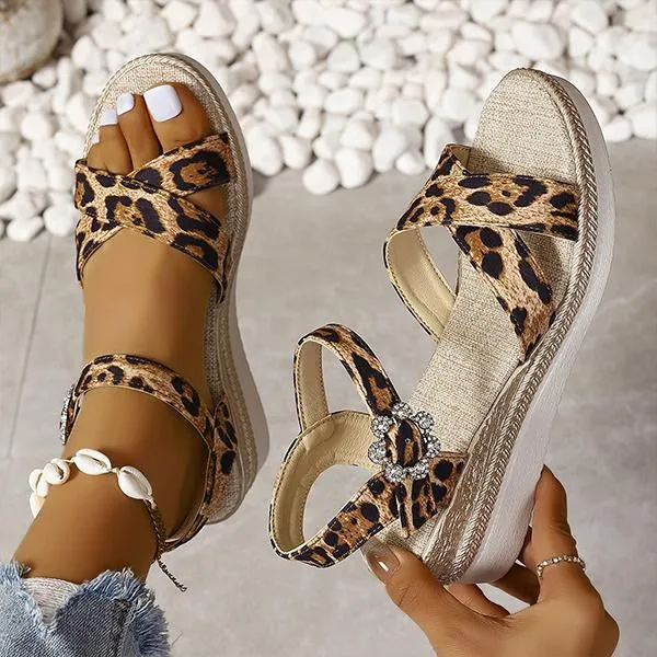 Women's Fashion Leopard Print Wedge Sandals 56004036S