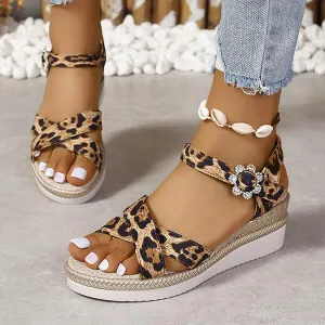 Women's Fashion Leopard Print Wedge Sandals 56004036S