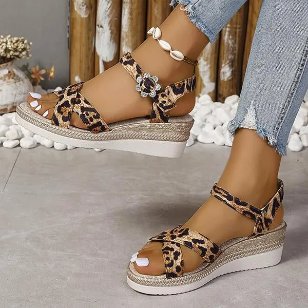 Women's Fashion Leopard Print Wedge Sandals 56004036S