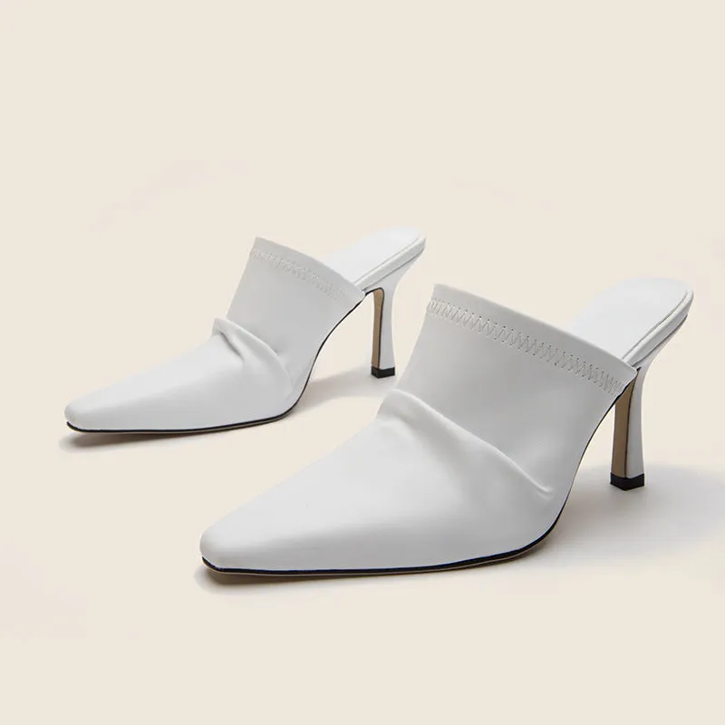 Women's PU Leather Pointed Toe Stiletto High Heels Sandals