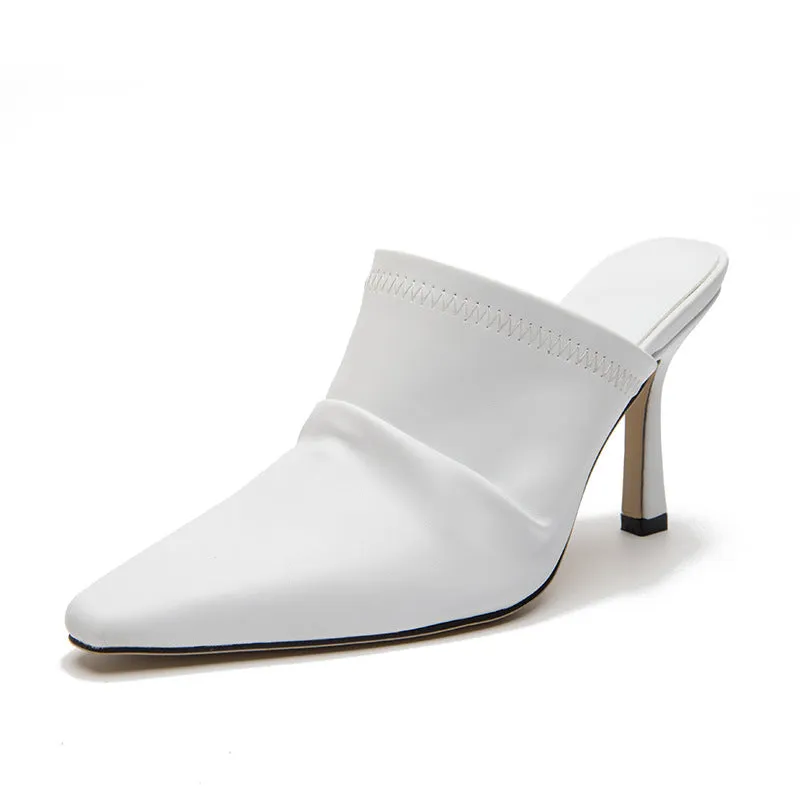 Women's PU Leather Pointed Toe Stiletto High Heels Sandals