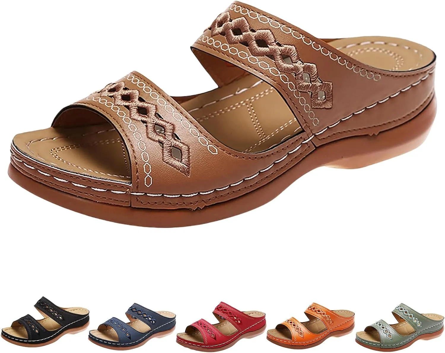 Womens Sandals Orthopedic Comfortable Arch Support Slip on Wedge Platform Slippers Dressy Summer Beach Casual Open Toe Strap Walking Outdoor Lightweight Shoes