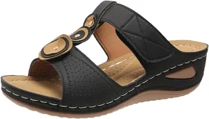 Womens Slippers Summer Orthopedic Wedge Sandals Comfortable Non Slip Shower Shoes Fashion Hook and Loop Closure Beach Walking Shoes Lightweight Athletic Outdoor Hiking Shoe