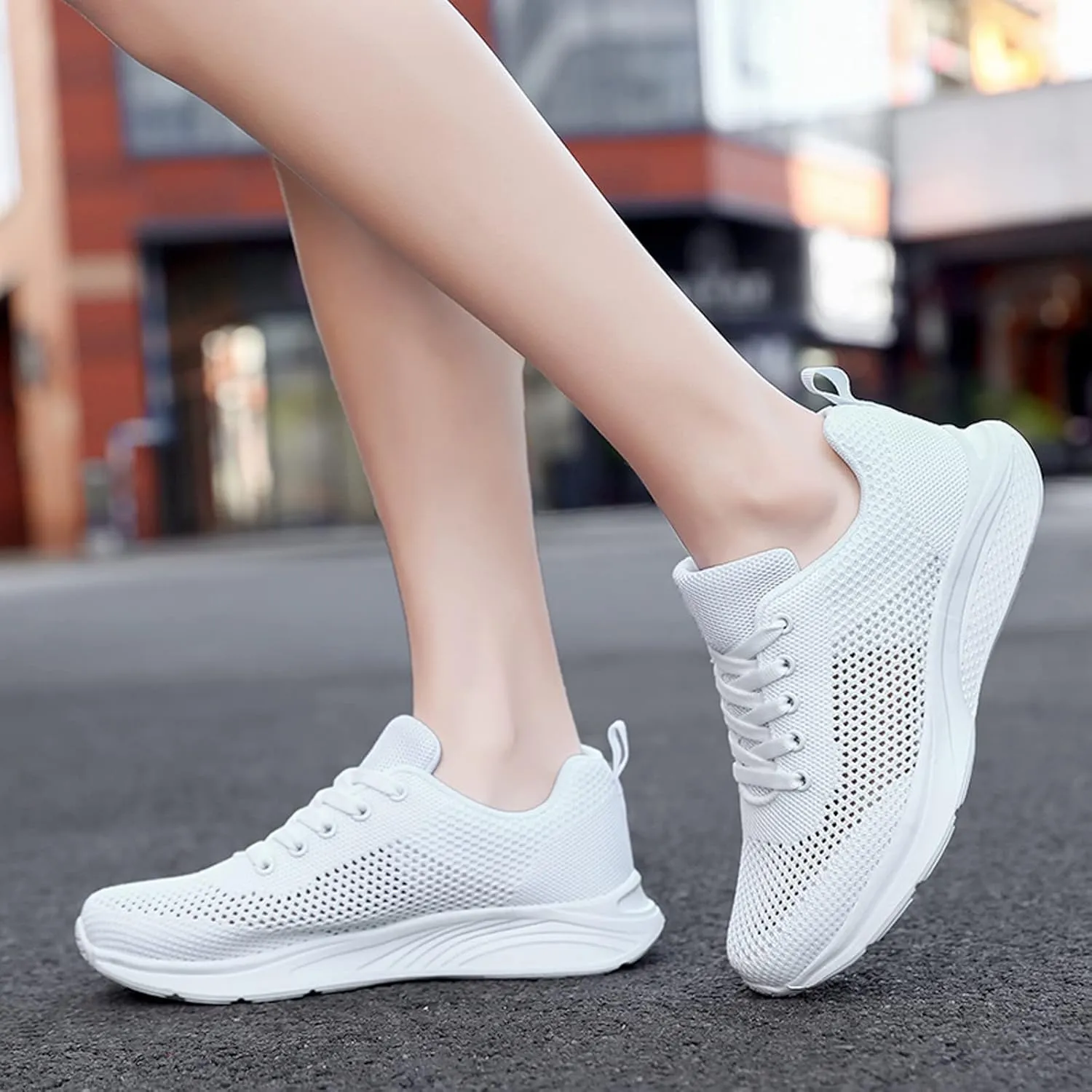 Womens Walking Shoes Lace Up Lightweight Memory Foam Cheer Slip On Shoes Women Workout Casual Work Shoes Women's Fashion Sneakers Steel Toe Tennis Shoe Cross Trainer Shoe